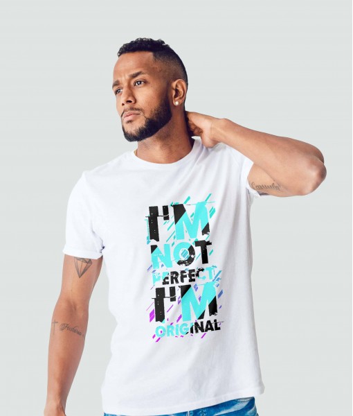 Мъжка тениска с щампа Текст и надписи I`m not perfect - TShirtArtShop.com